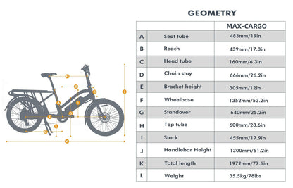 EUNORAU Max-Cargo Electric Cargo Bike - Wheels of America