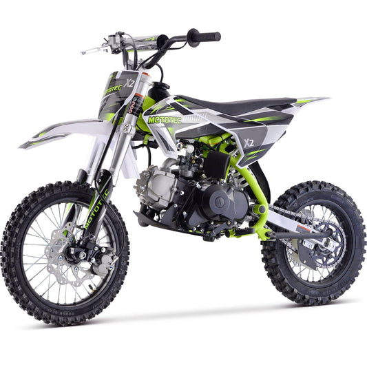 MotoTec X2 110cc 4-Stroke Gas Dirt Bike Green - Wheels of America