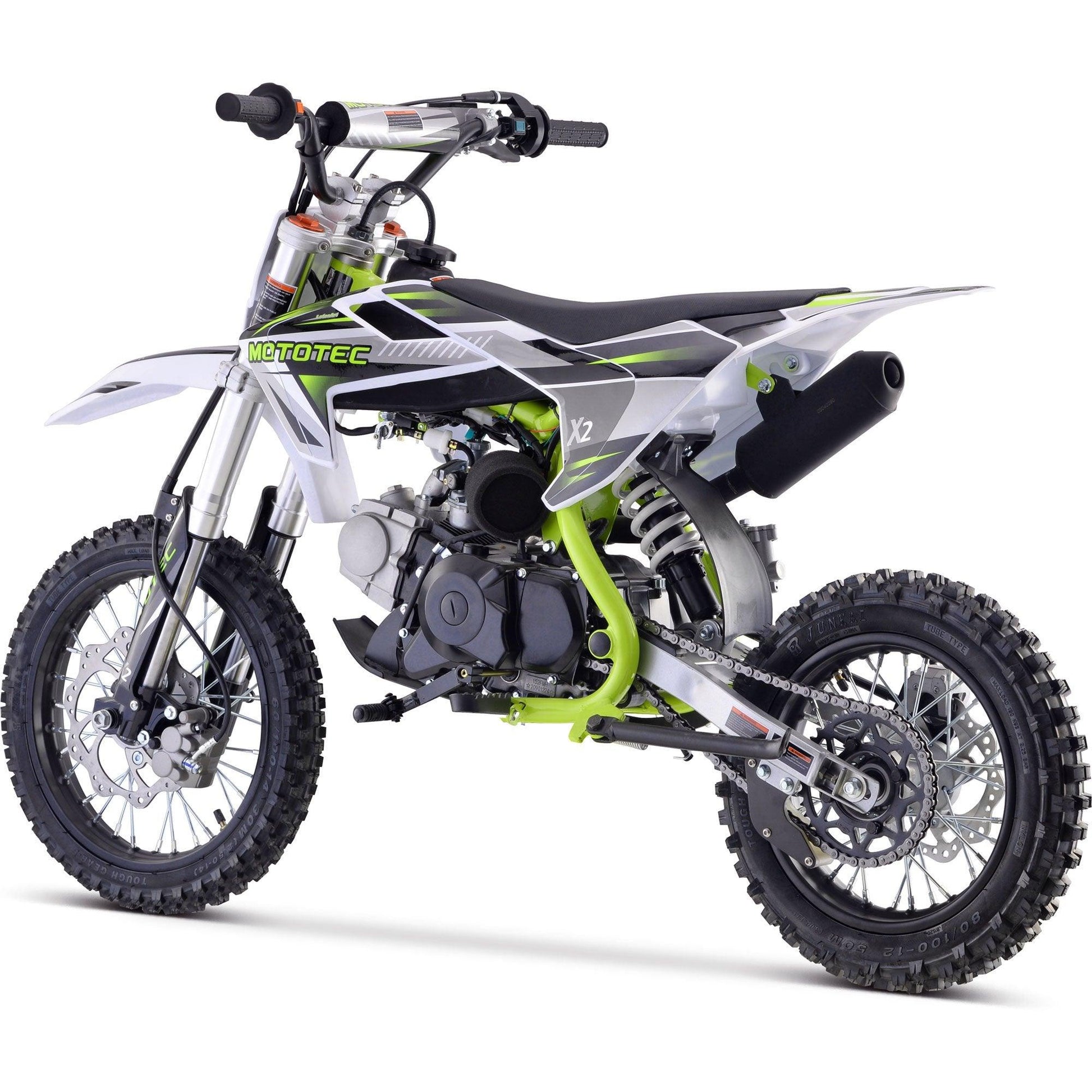 MotoTec X2 110cc 4-Stroke Gas Dirt Bike Green - Wheels of America