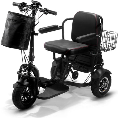 MotoTec Folding Mobility Electric Trike 48v 1000w Dual Motor Lithium Black - Wheels of America