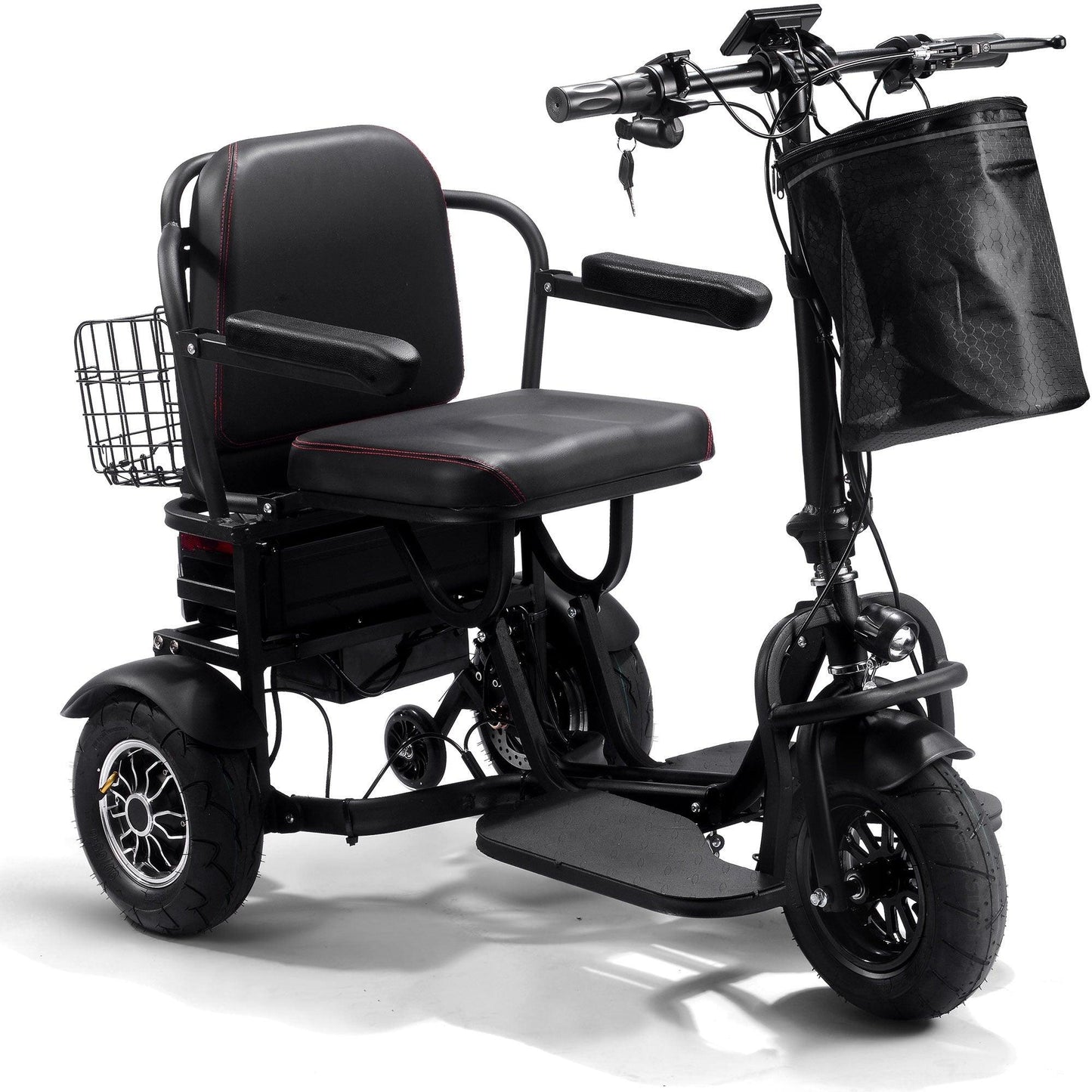 MotoTec Folding Mobility Electric Trike 48v 1000w Dual Motor Lithium Black - Wheels of America