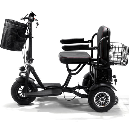 MotoTec Folding Mobility Electric Trike 48v 1000w Dual Motor Lithium Black - Wheels of America