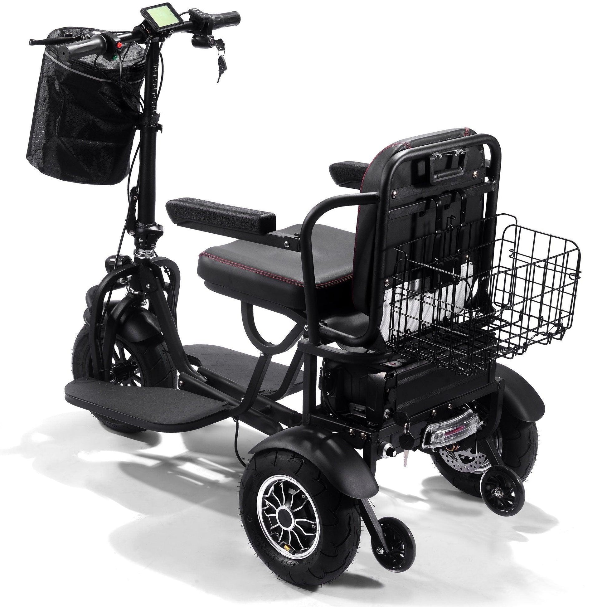 MotoTec Folding Mobility Electric Trike 48v 1000w Dual Motor Lithium Black - Wheels of America