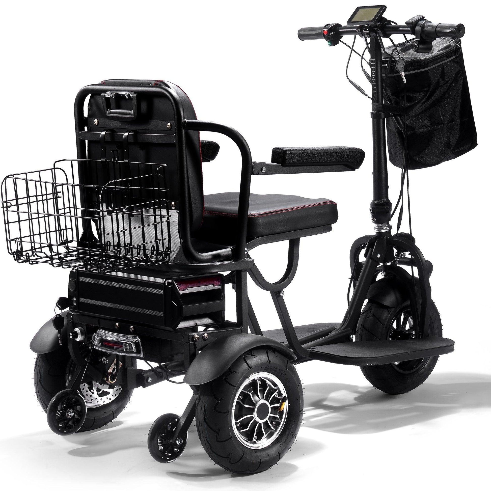 MotoTec Folding Mobility Electric Trike 48v 1000w Dual Motor Lithium Black - Wheels of America