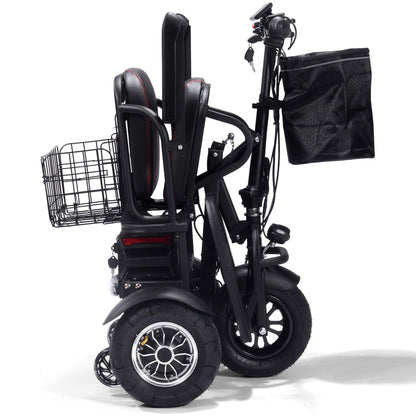 MotoTec Folding Mobility Electric Trike 48v 1000w Dual Motor Lithium Black - Wheels of America