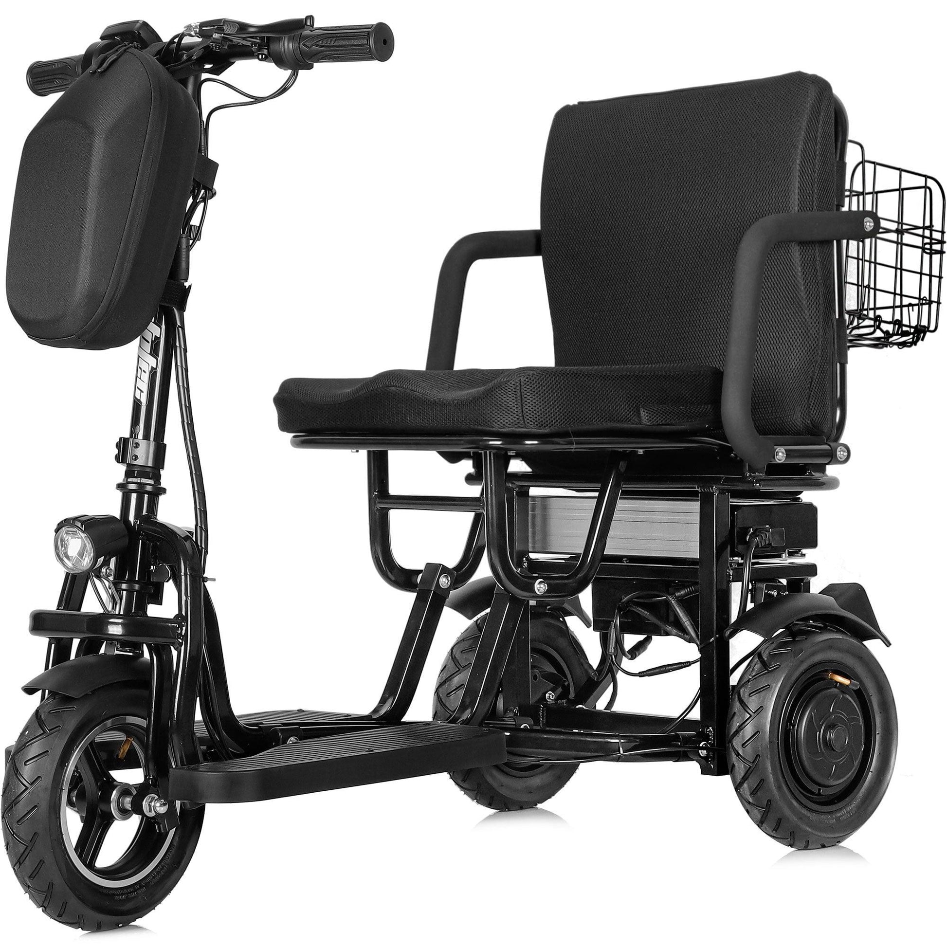 MotoTec Folding Mobility Electric Trike 48v 700w Dual Motor Lithium Black - Wheels of America