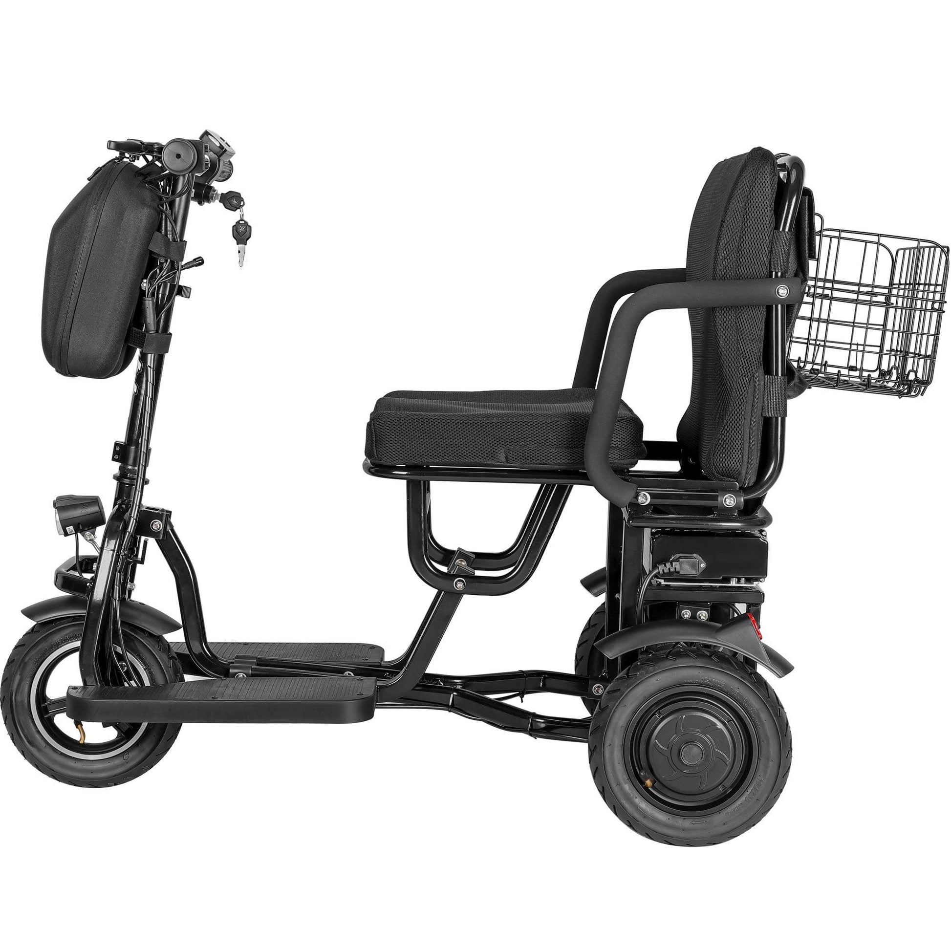 MotoTec Folding Mobility Electric Trike 48v 700w Dual Motor Lithium Black - Wheels of America