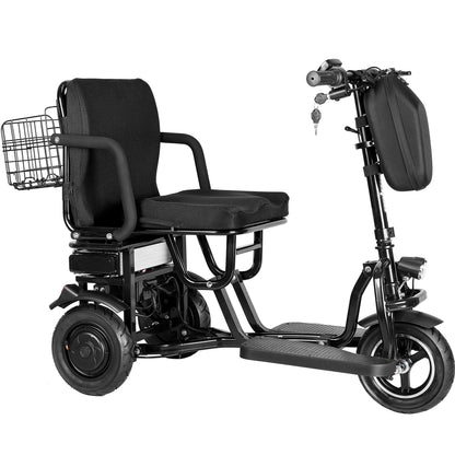 MotoTec Folding Mobility Electric Trike 48v 700w Dual Motor Lithium Black - Wheels of America