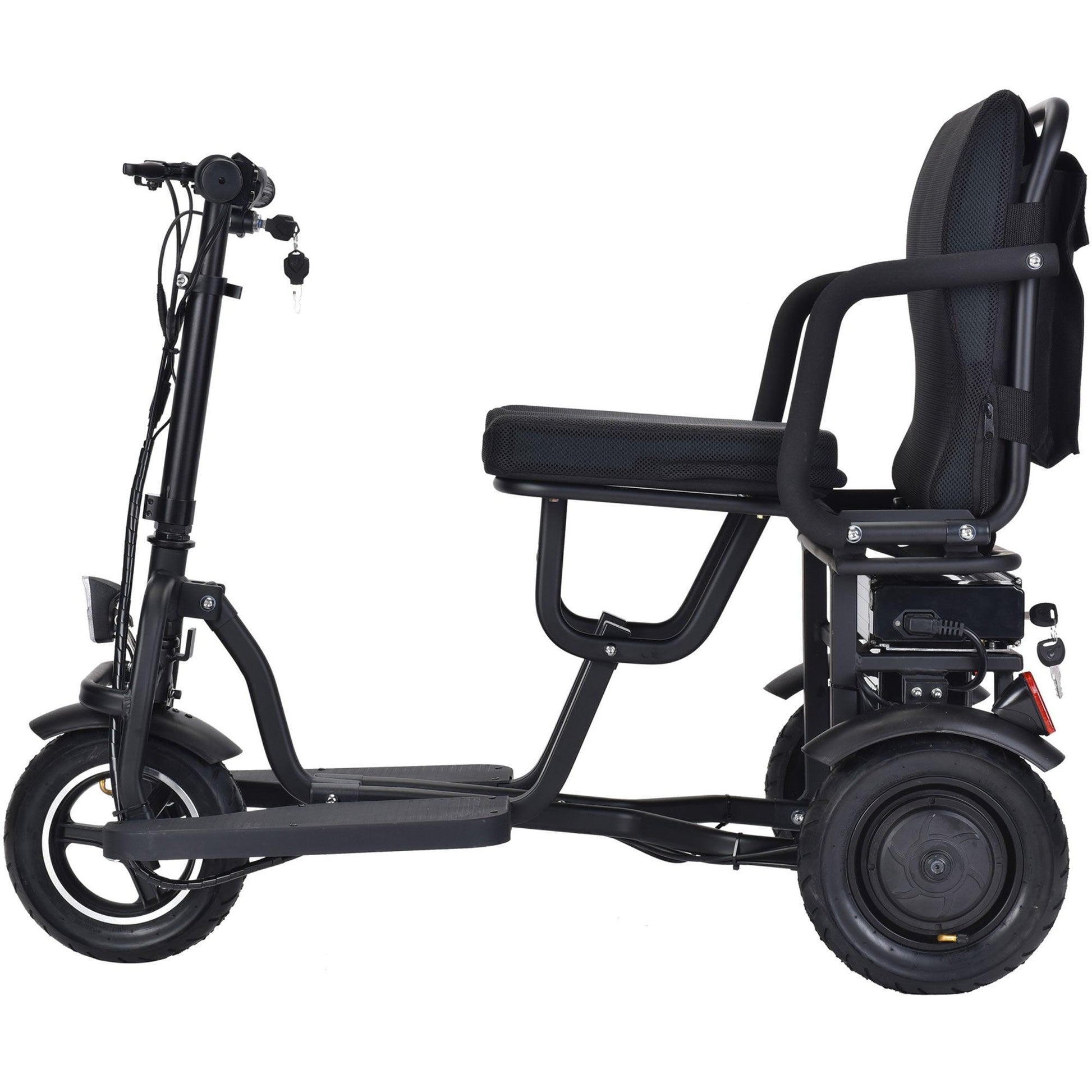 MotoTec Folding Mobility Electric Trike 48v 700w Dual Motor Lithium Black - Wheels of America