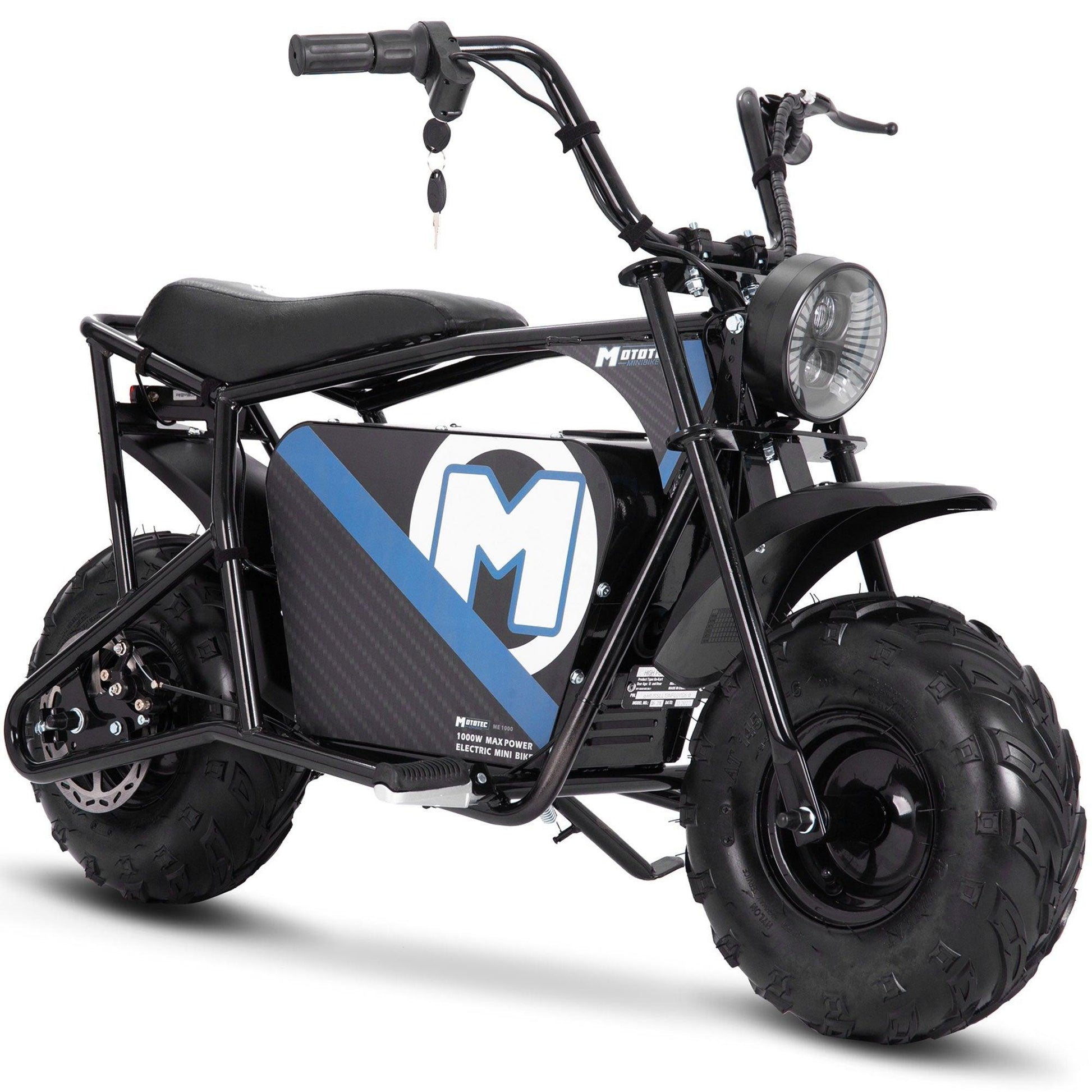 MotoTec 48v 1000w Electric Powered Mini Bike Black - Wheels of America