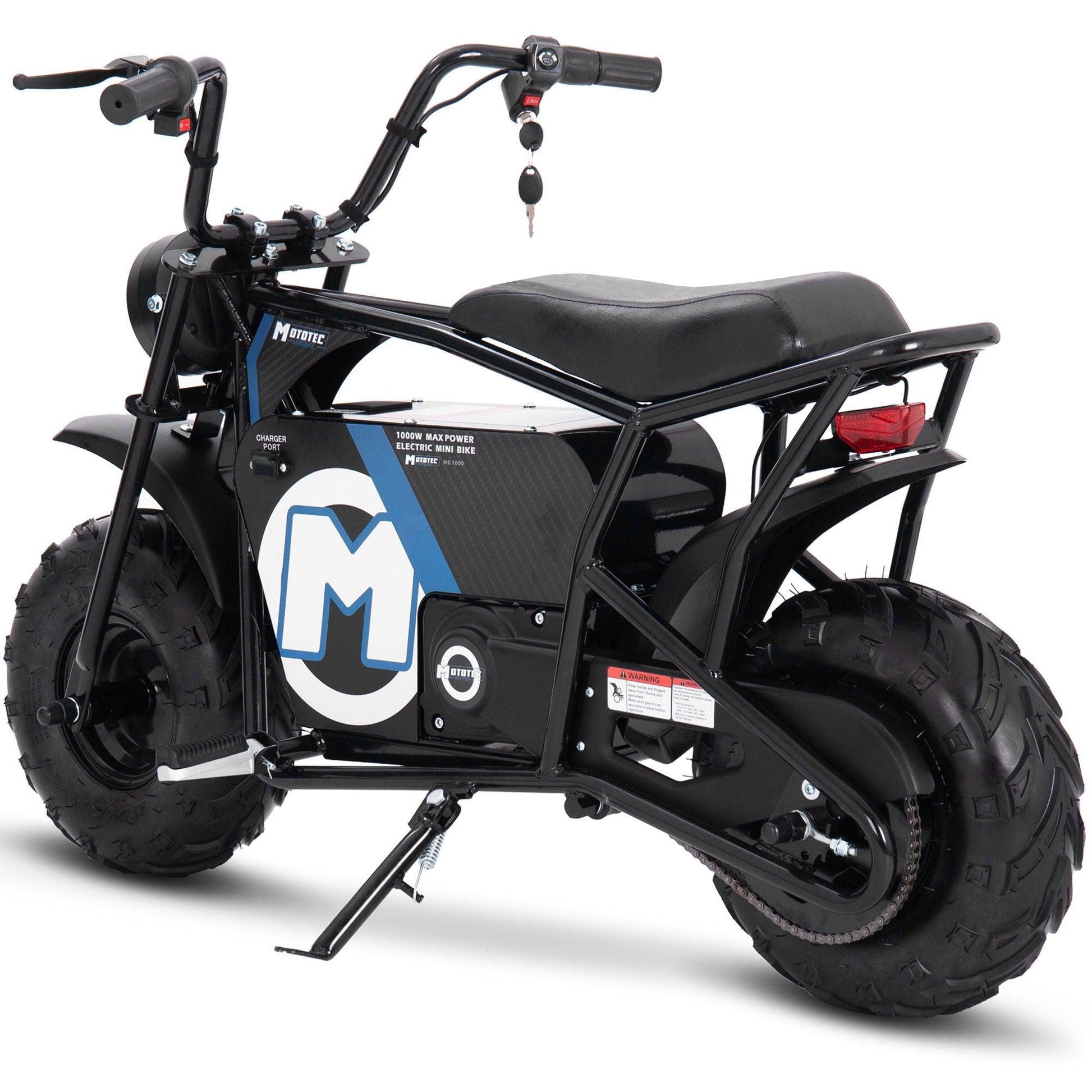 MotoTec 48v 1000w Electric Powered Mini Bike Black - Wheels of America