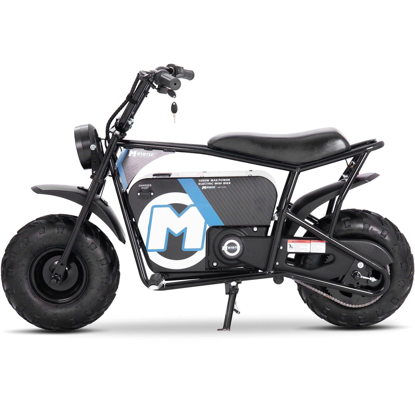 MotoTec 48v 1000w Electric Powered Mini Bike Black - Wheels of America