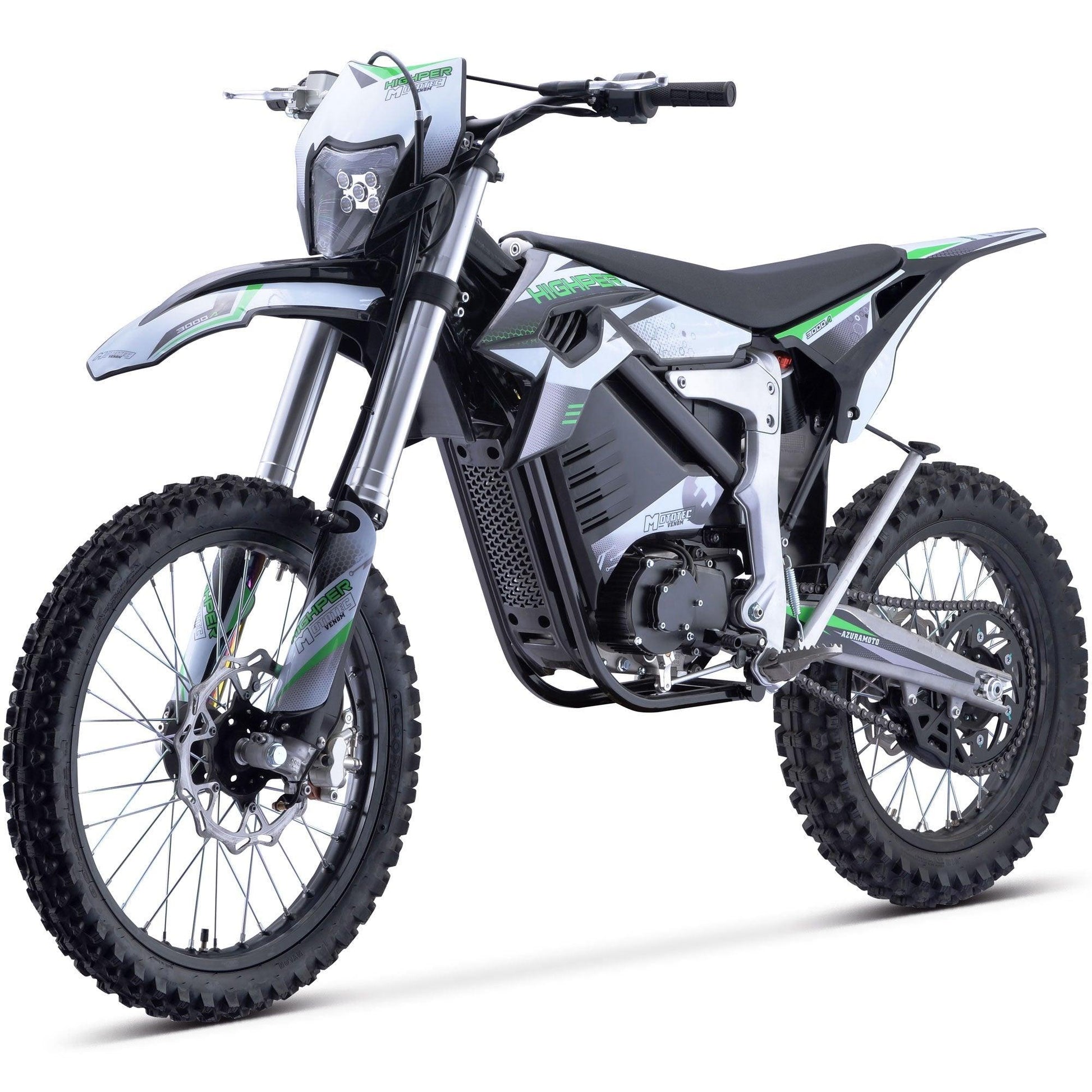 MotoTec Venom 72v 12000w Electric Dirt Bike White - Wheels of America