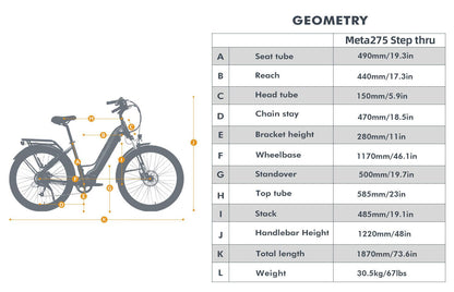 EUNORAU META275 500W Commuter Electric Bike - Wheels of America