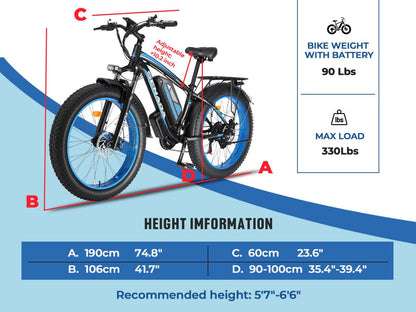 Senada ARCHON PLUS Fat Tire Off-Road E-Bike | 1000W Motor, 78-Mile Range - Wheels of America