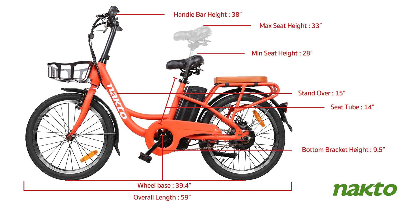 NAKTO Pony 20" City Cargo Electric Bike - Wheels of America