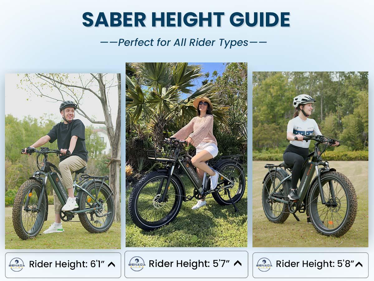 Senada SABER PLUS 1000W Electric Bike | All-Terrain, Hydraulic Brakes, 80 Miles Range - Wheels of America